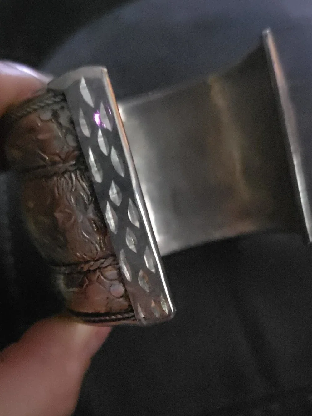 Sterling Silver Solid Floral Engraved Bangle Bracelet, Vintage